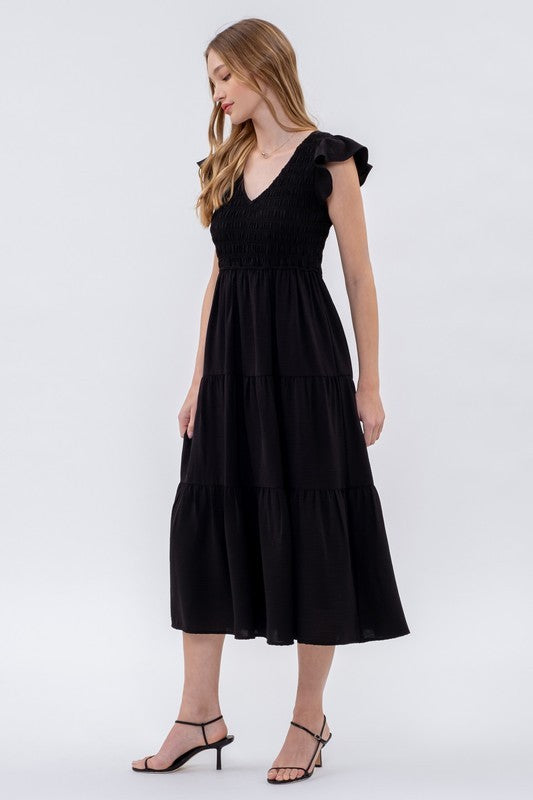 Anytime Anywhere Midi Dress- Black