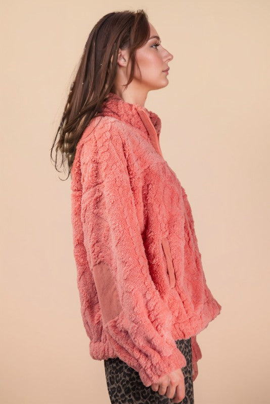 Cuddle Me Up Zip Up-Blush