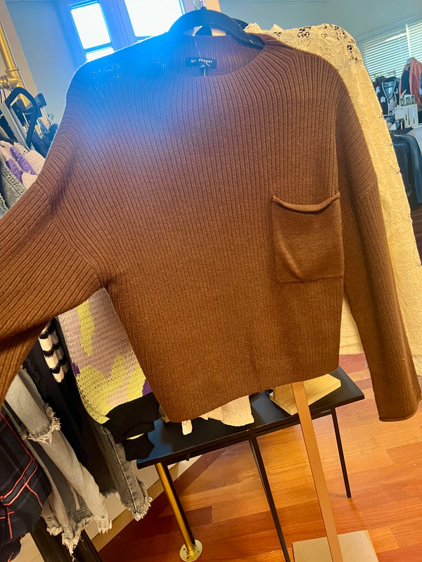 Medium Fall Days Ribbed Sweater-Chocolate