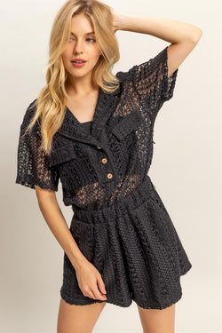 Calli Crochet Romper- Black