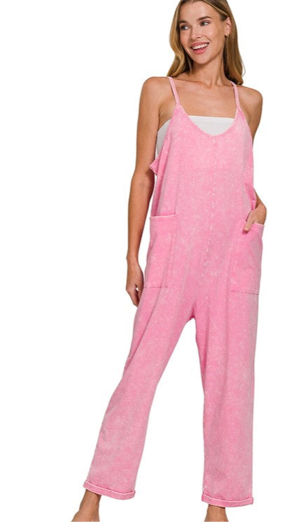 Girl On The Go Jumpsuit- Pink