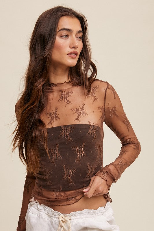 Made for Mocha Lace Top