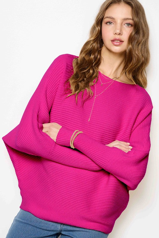 Cheers Causal Sweater- Fuchsia