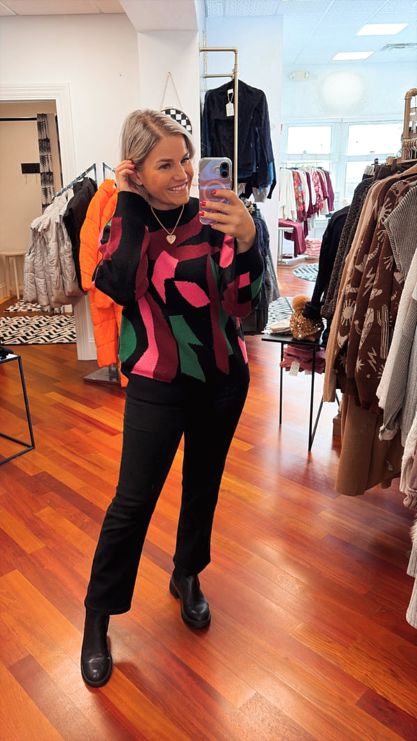 Here For The Party Abstract Sweater