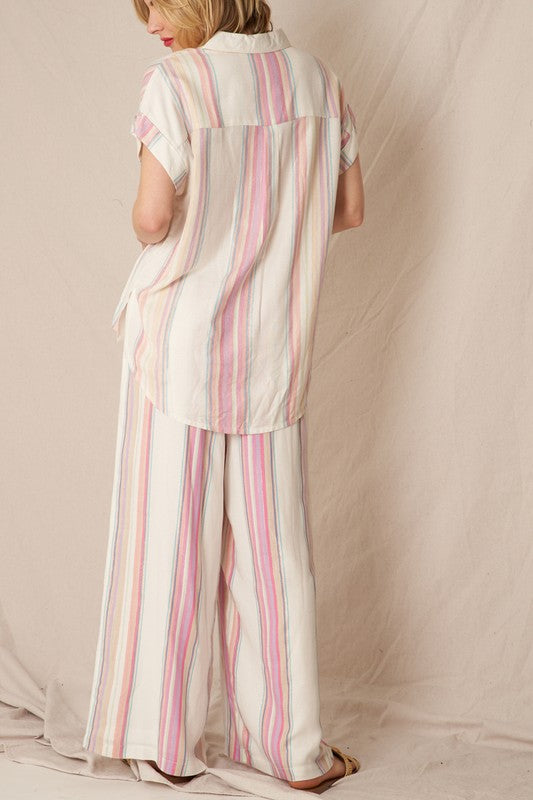 Serena Striped Button Up Top