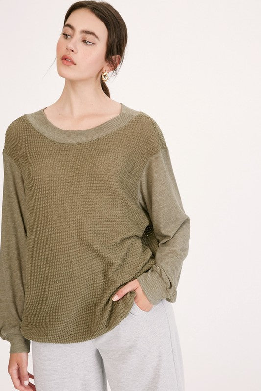 Hadley Waffle Knit- Olive