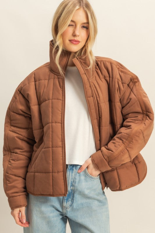 Quinn Quilted Jacket- Brown