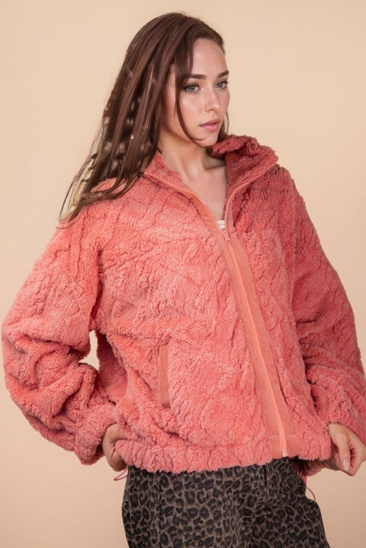 Cuddle Me Up Zip Up-Blush