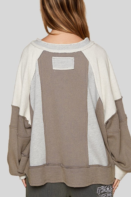 The Perfect Mixed Sweater- Gray/Olive