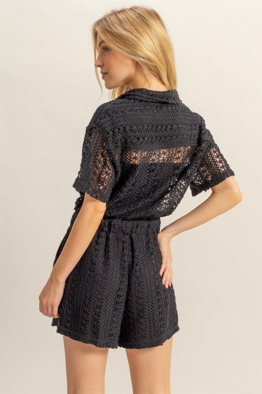 Calli Crochet Romper- Black