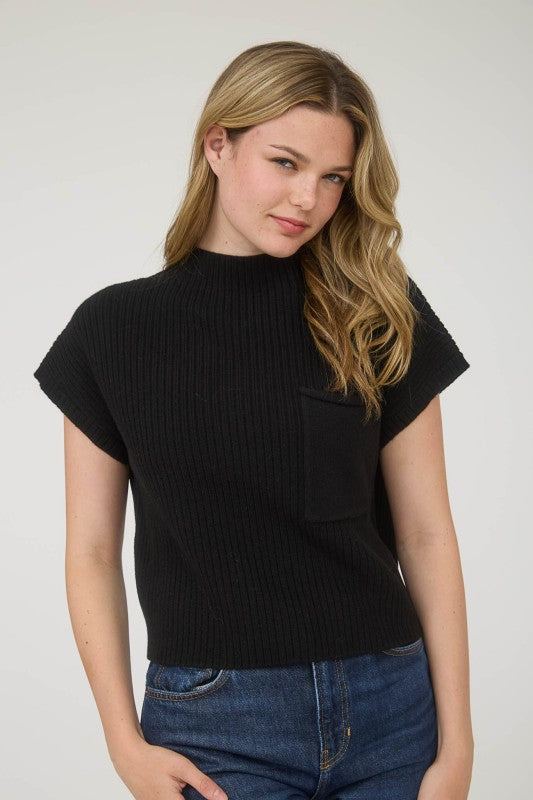 Samantha Short Sleeve Sweater- Black