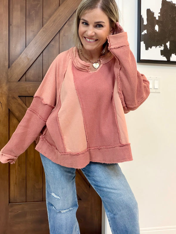 The Perfect Mixed Sweater- coral