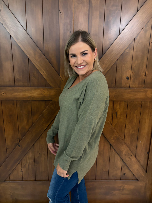 Around Town Sweater- Olive
