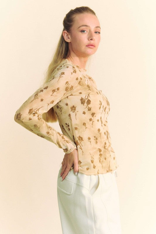 Viv Floral Mesh- Cream