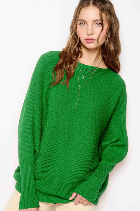 Cheers Ribbed Sweater- Green