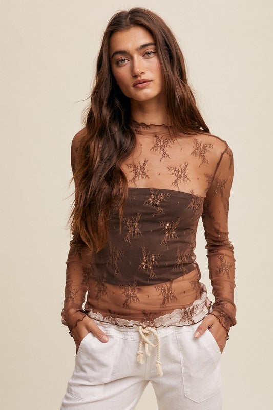 Made for Mocha Lace Top