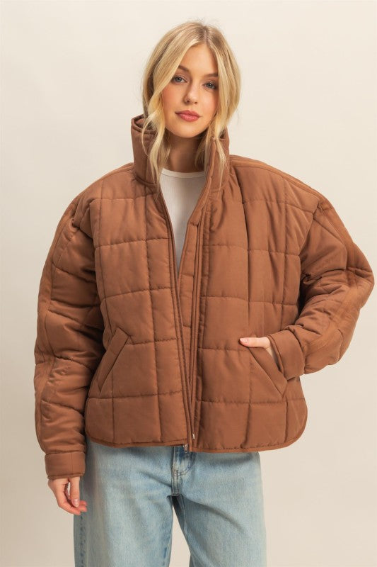 Quinn Quilted Jacket- Brown
