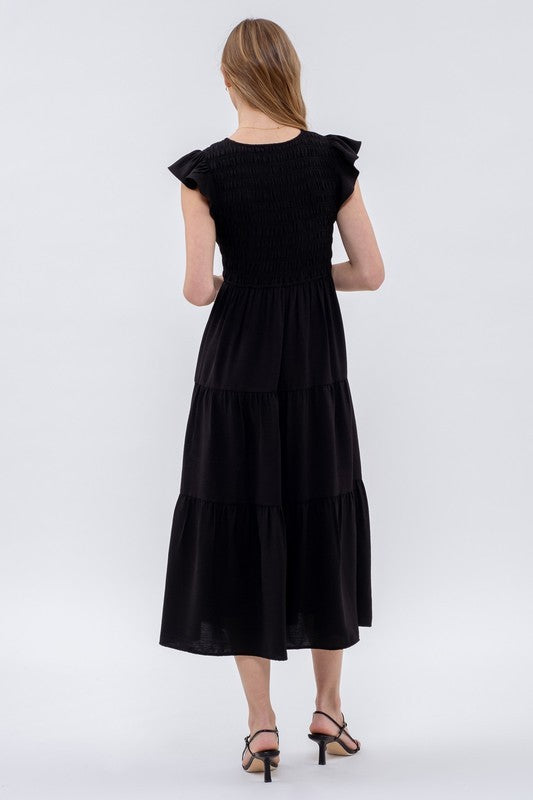 Anytime Anywhere Midi Dress- Black