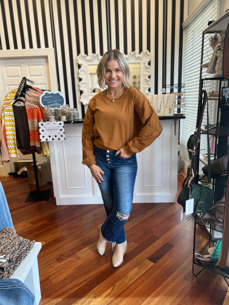 Erika Embroidered Sweater- Camel