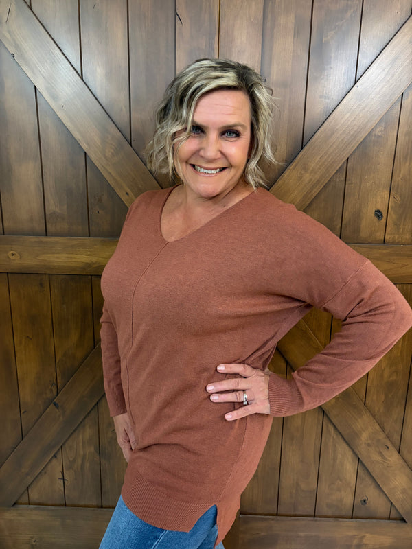 Around Town Sweater- Marsala
