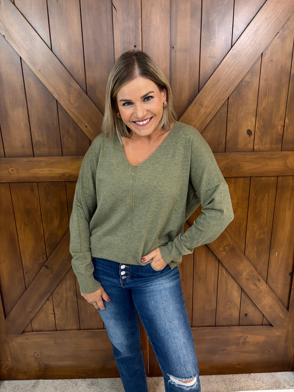 Around Town Sweater- Olive