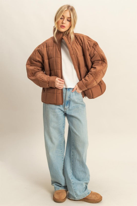 Quinn Quilted Jacket- Brown