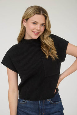 Samantha Short Sleeve Sweater- Black