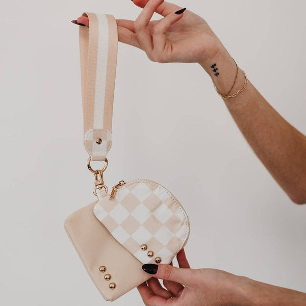 Dolly Dual Pouch- Tan Checkered