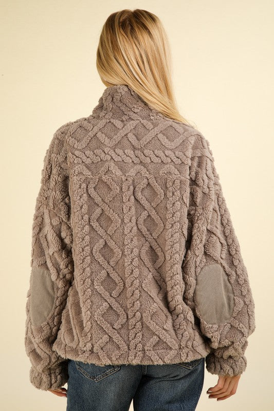 Cozy Days Sherpa Pullover- Dark Taupe