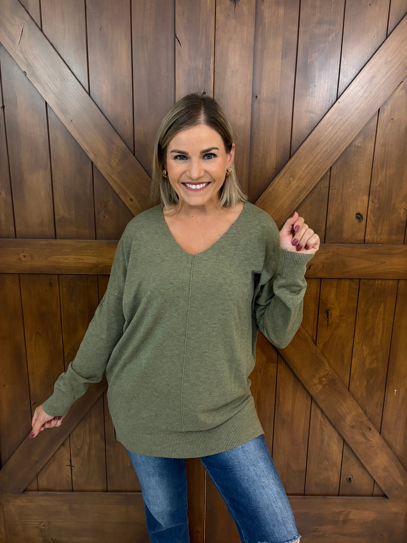 Around Town Sweater- Olive