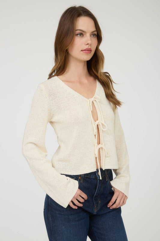 Fall Babe Bow Cardigan- Cream