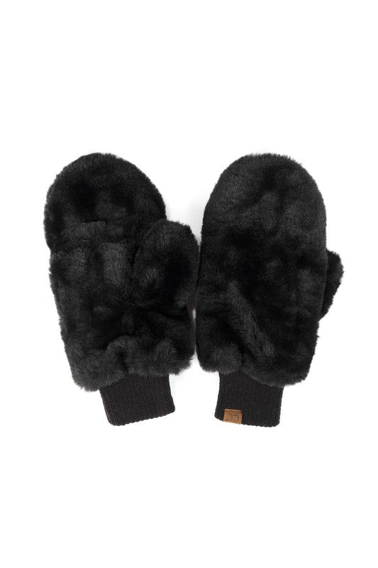 Margo Fur Mitten- Black