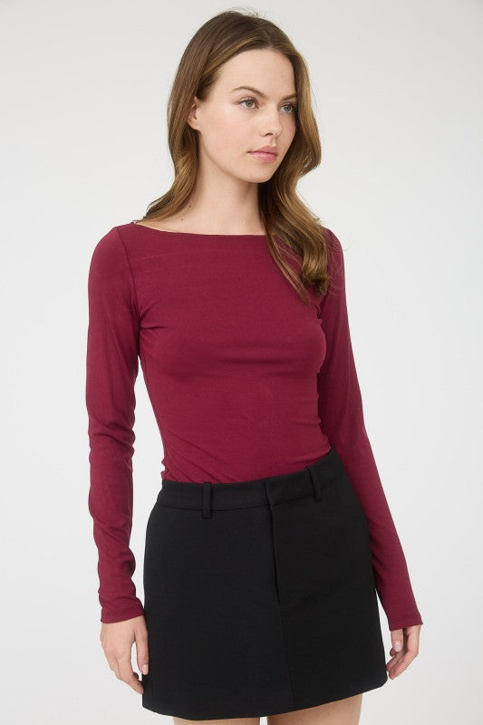 Bethany Boat Neck- Burgundy