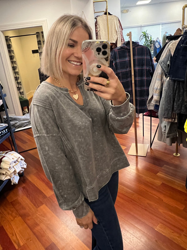 Forever Fall Long Sleeved Top- Black