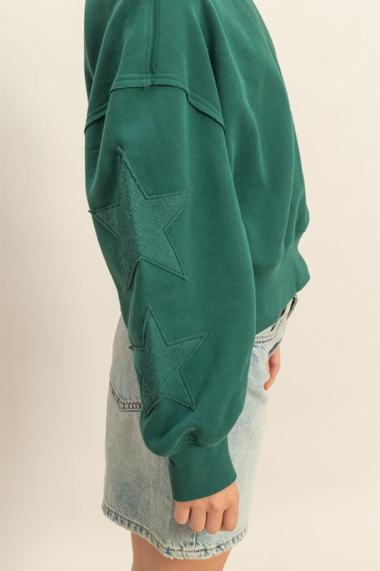 Cozy Star Sweatshirt-Dark Green