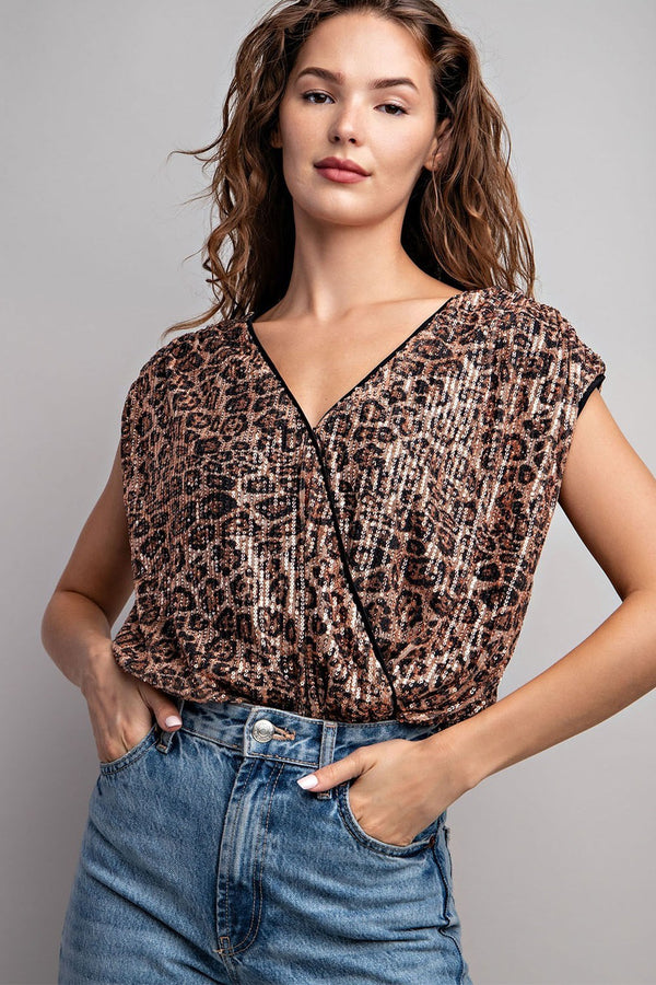 Sassy Sequin Leopard Bodysuit