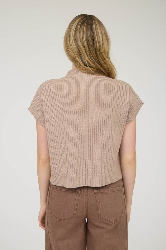 Samantha Short Sleeve Sweater- Taupe