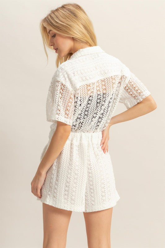 Calli Crochet Romper- White