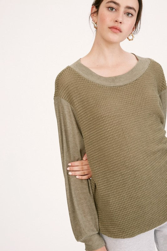 Hadley Waffle Knit- Olive