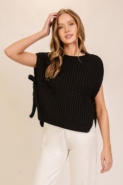 Tesla Textured Knit Top- Black