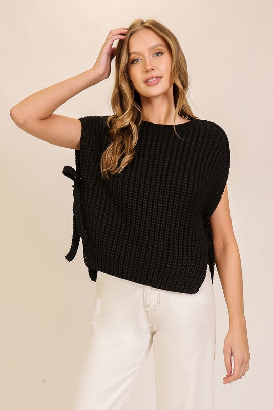 Tesla Textured Knit Top- Black