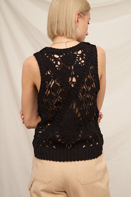 Betsy Black Crochet Top