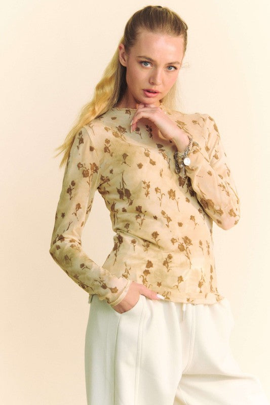 Viv Floral Mesh- Cream