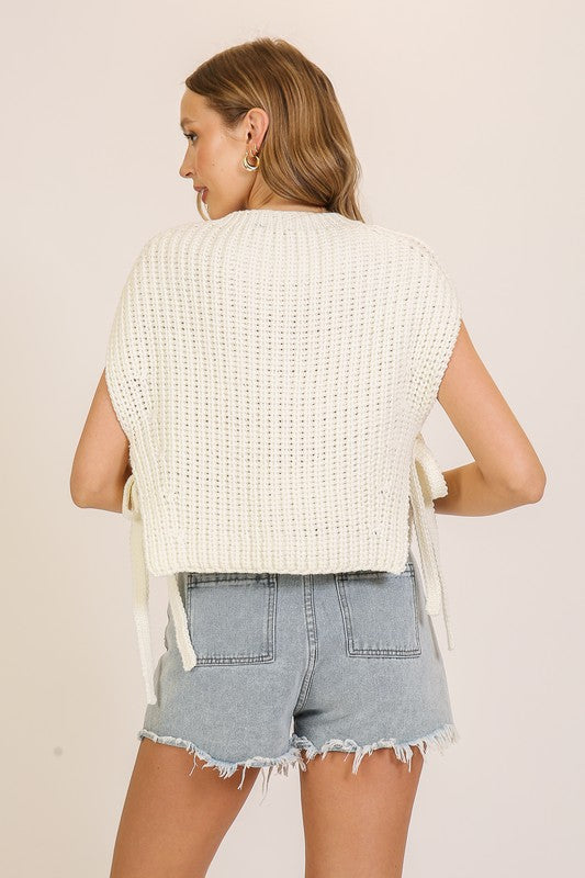 Tesla Textured Knit Top- Ivory