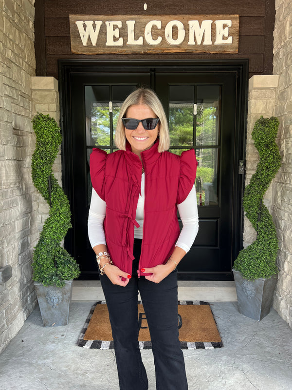 Penelope Puffer Vest- Maroon