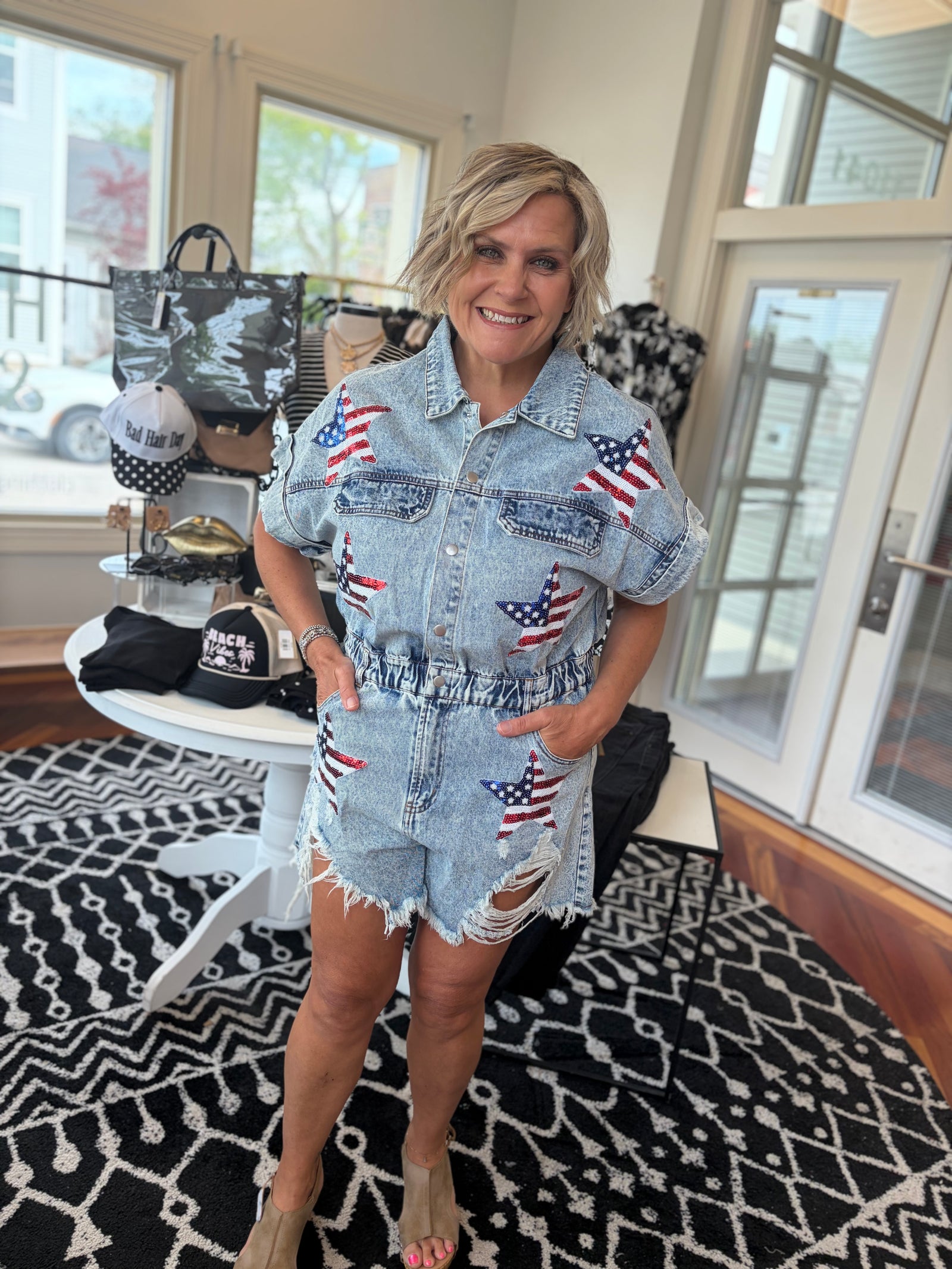 【AMERI vintage】 BOX SIDE RIBBON ROMPERS XL American Cutie Romper – Hustle & Heart Clothing Boutique