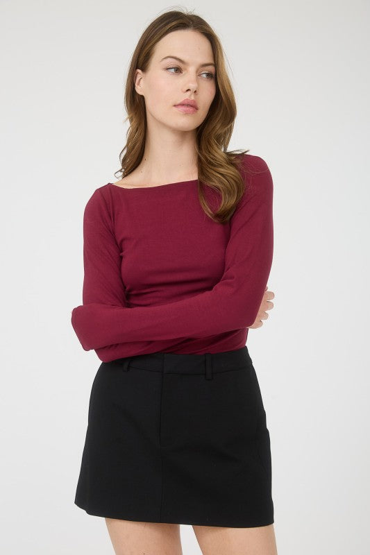 Bethany Boat Neck- Burgundy
