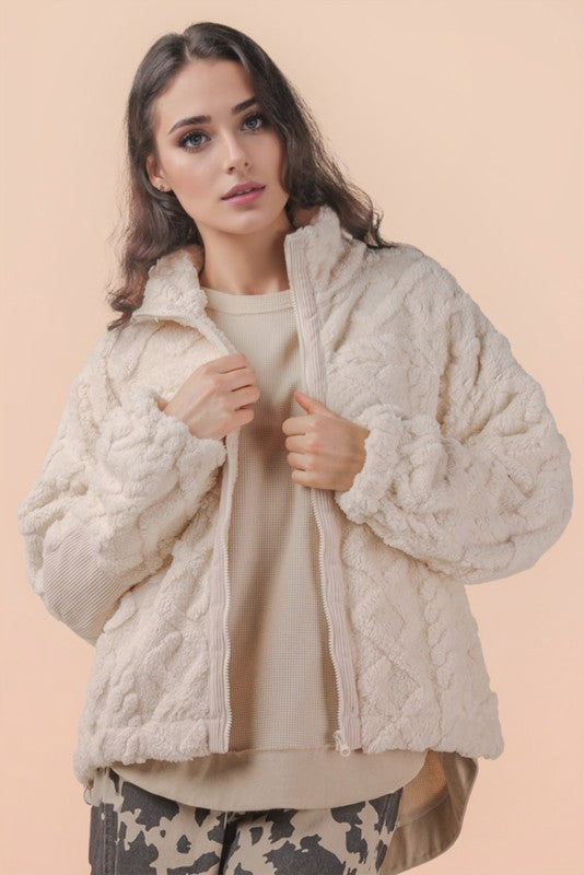 Cuddle Me Up Zip Up-Ivory