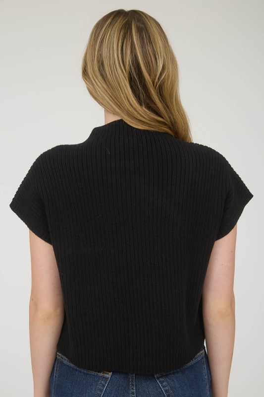 Samantha Short Sleeve Sweater- Black