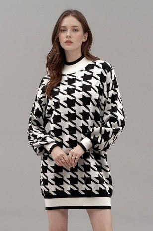 Medium Houndstooth Sweater Dress